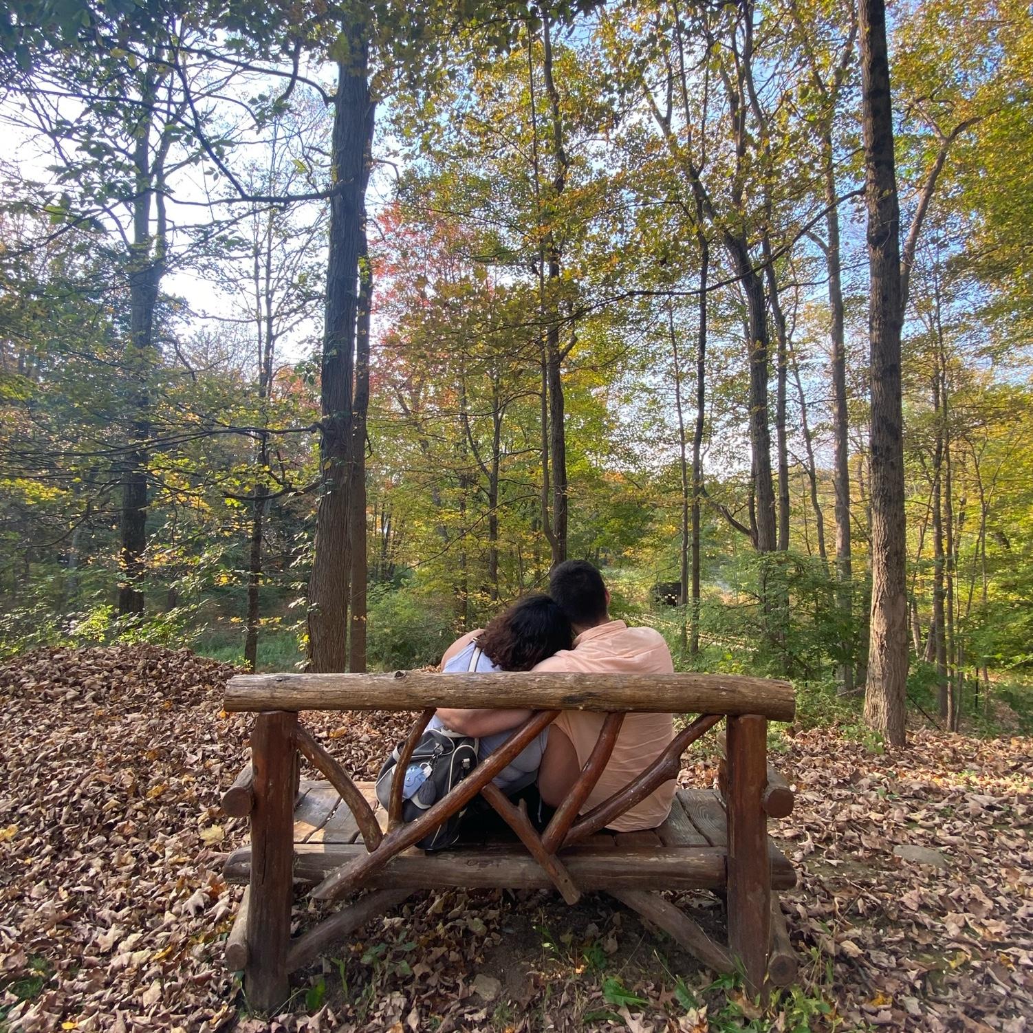 Our favorite thing to do - sit on a bench and talk