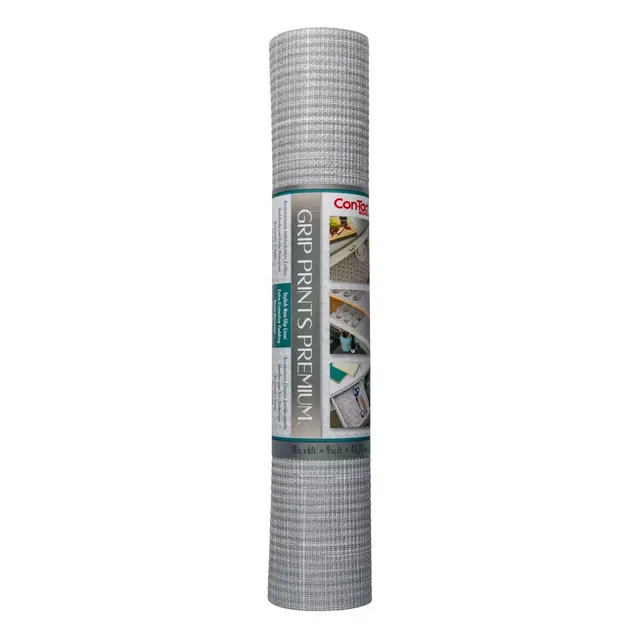 Con-Tact 18"x6ft Grip Prints Premium Shantung Pearl Gray Shelf Liner: Non-Adhesive Basket Weave, Spot Clean, 72" Length