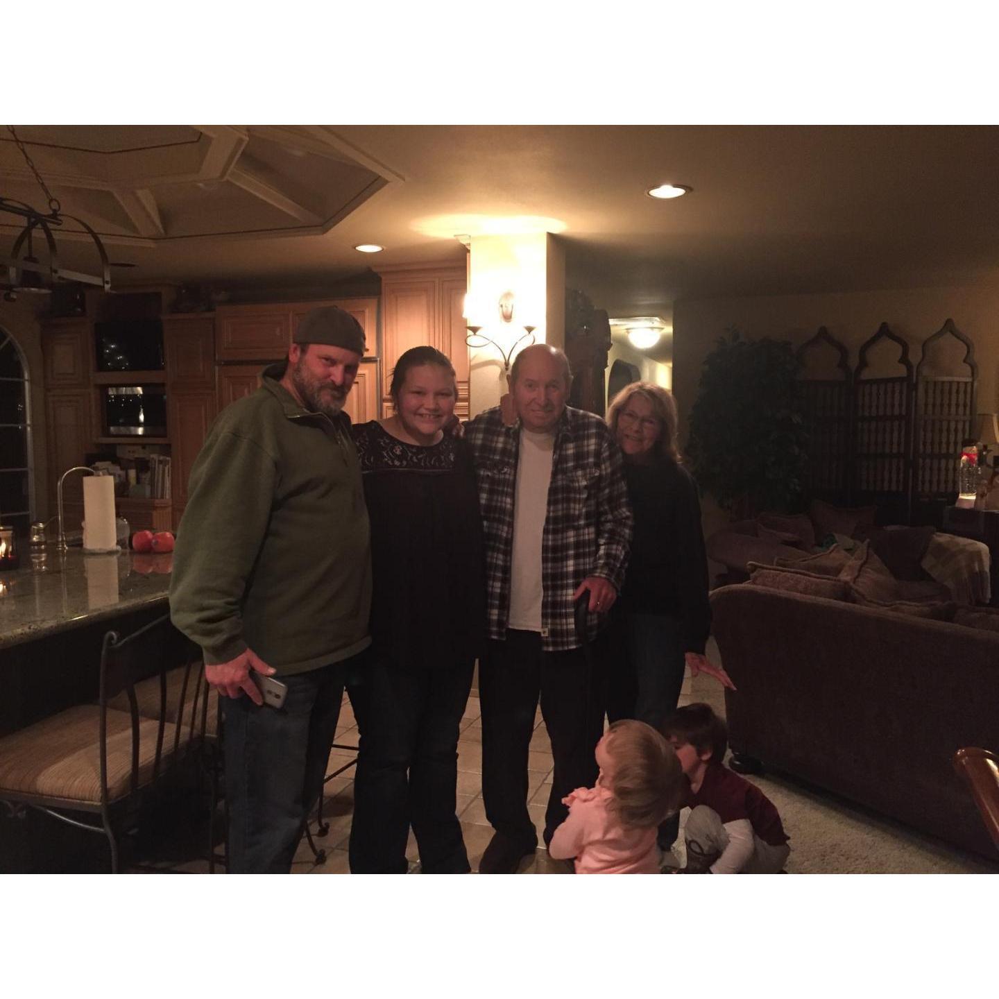 Left to right: My dad, Troy, me, My grandpa Wayne and my grandma Judy