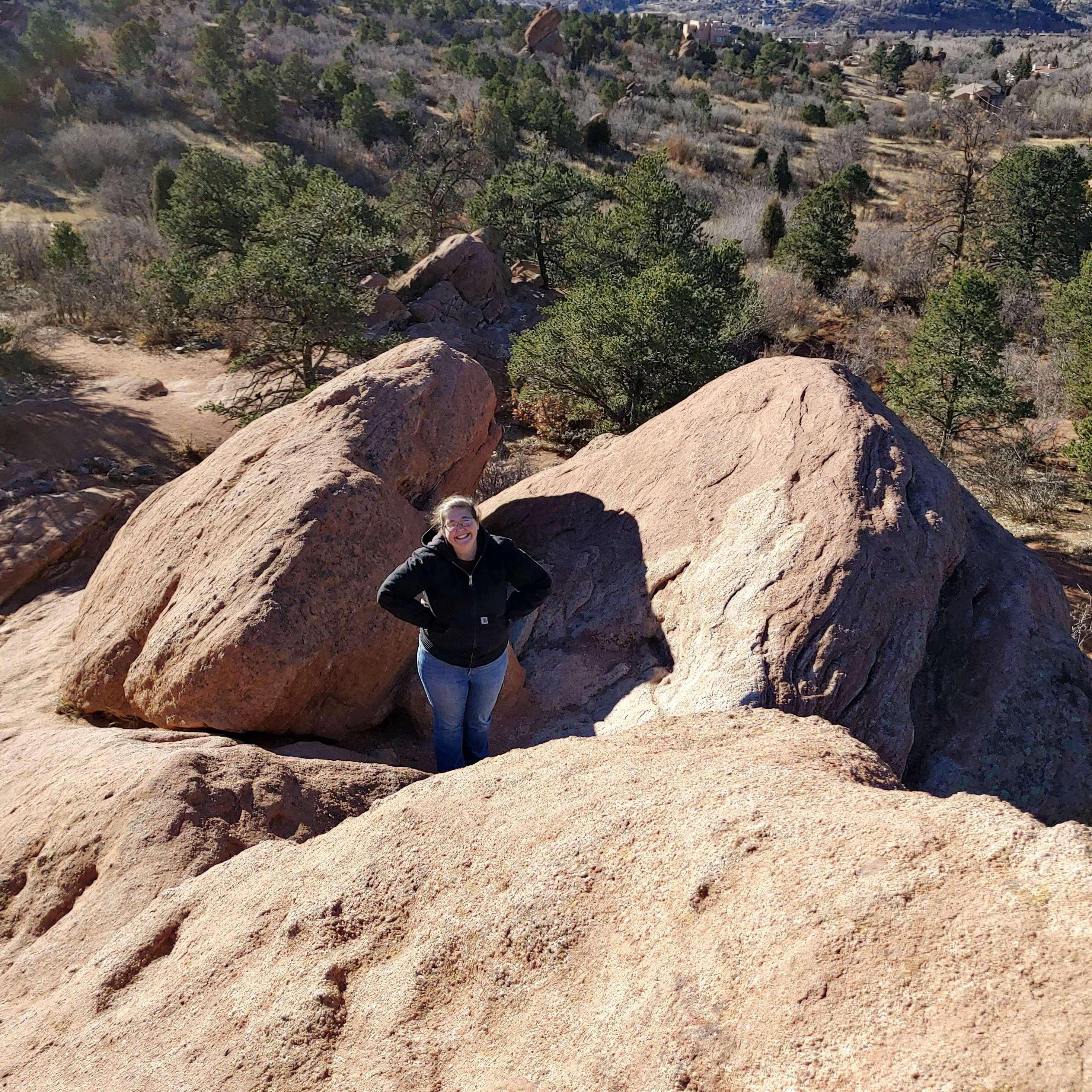 At Garden of the Gods, Colorado Springs. 'Hey Mister, what are you doing up there?'