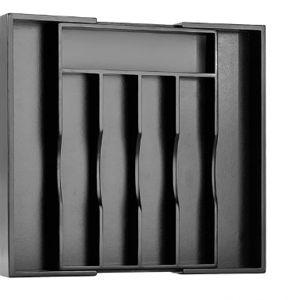 Bellsal Black Silverware Organizer Kitchen Drawer Organizer Expandable Bamboo Utensil Holder Cutlery Tray for Kitchen Utensil and Flatware Bedroom Office