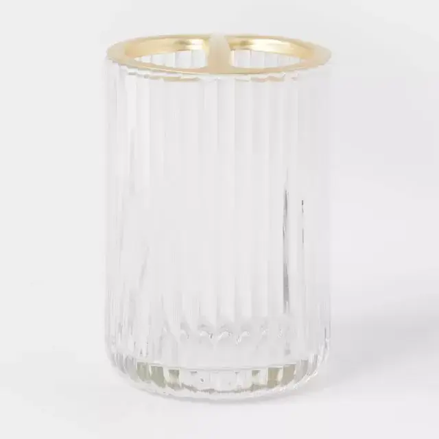 Ribbed Glass Toothbrush Holder Clear - Threshold™