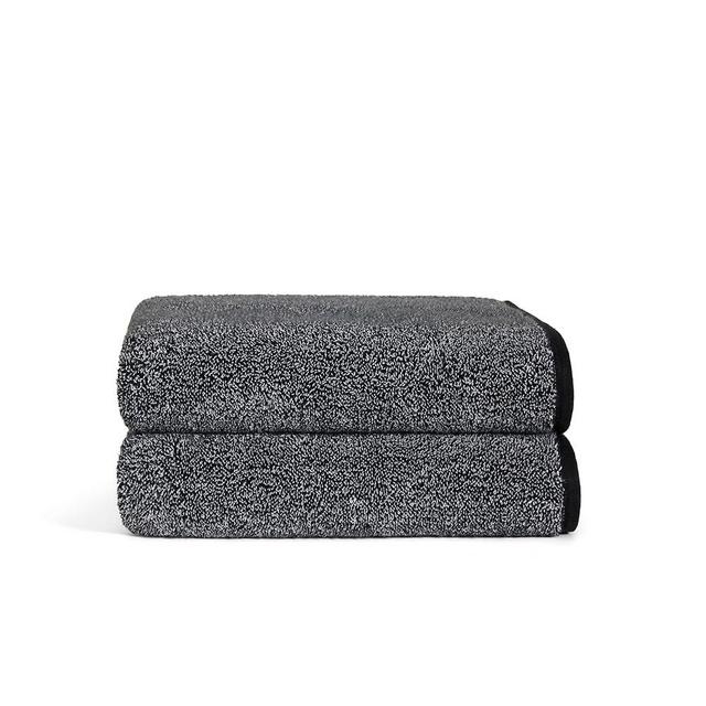 Brooklinen Super-Plush Bath Towels - Set of 2, Marled Black, 100% Cotton | Best Luxury Spa Towels