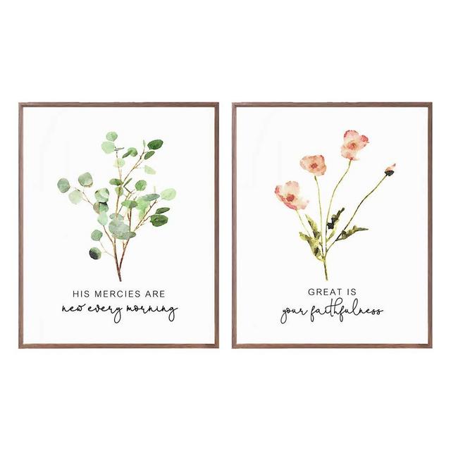 Lamentations Bible Verse Art Print Botanical Modern Prints Eucalyptus Leaf Art His Mercies Are New Quotes Prints, Set of 2 Prints - 8x10 inch - No Frame