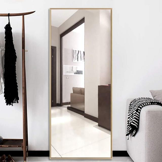 ElevensMirror Full Length Mirror Dressing Mirror 59"x20" Large Rectangle Bedroom Floor Mirror Wall-Mounted Mirror Hanging Leaning Against Wall (Gold (59" x 20" NO Standing Holer))