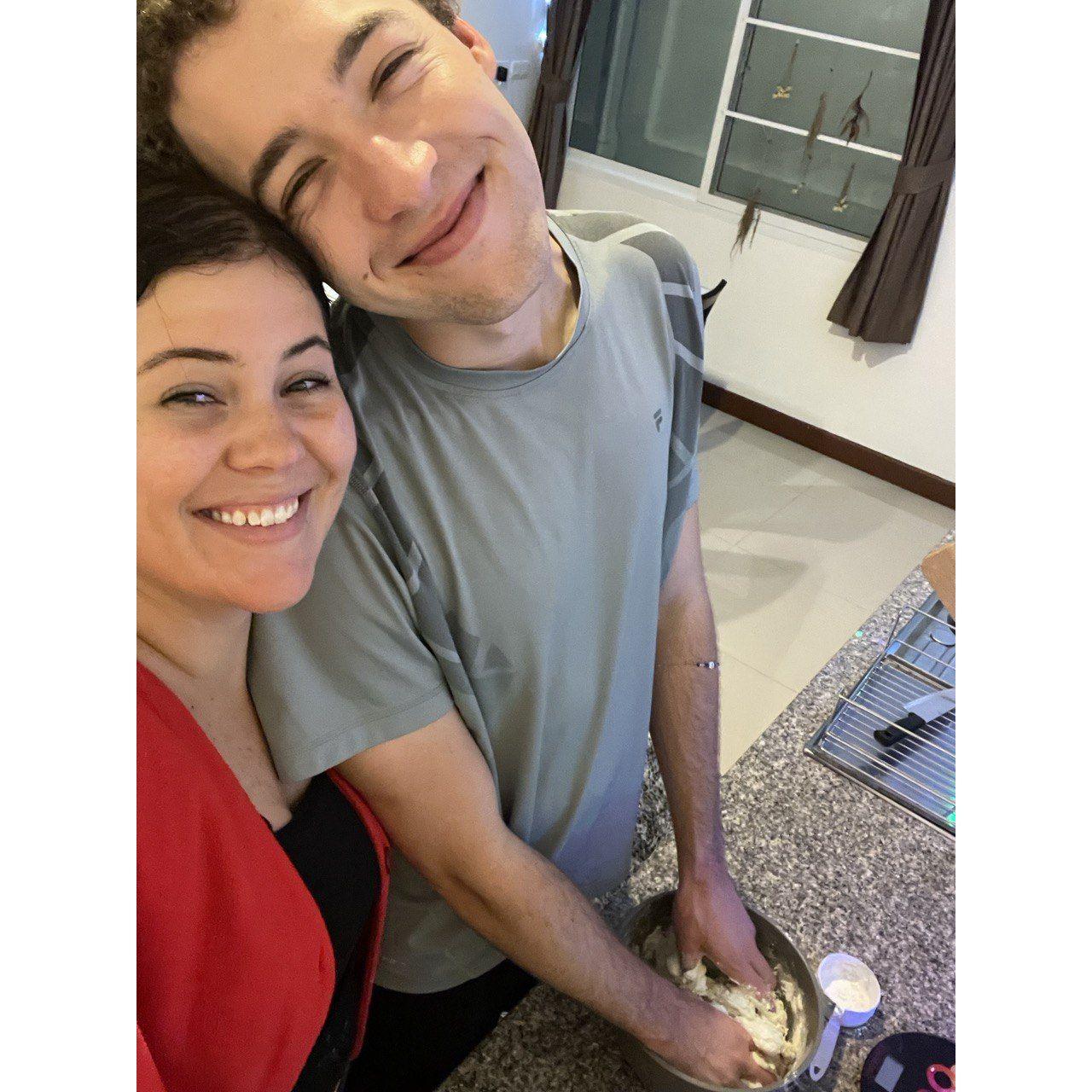 Kyle visiting Shelby and making scones together