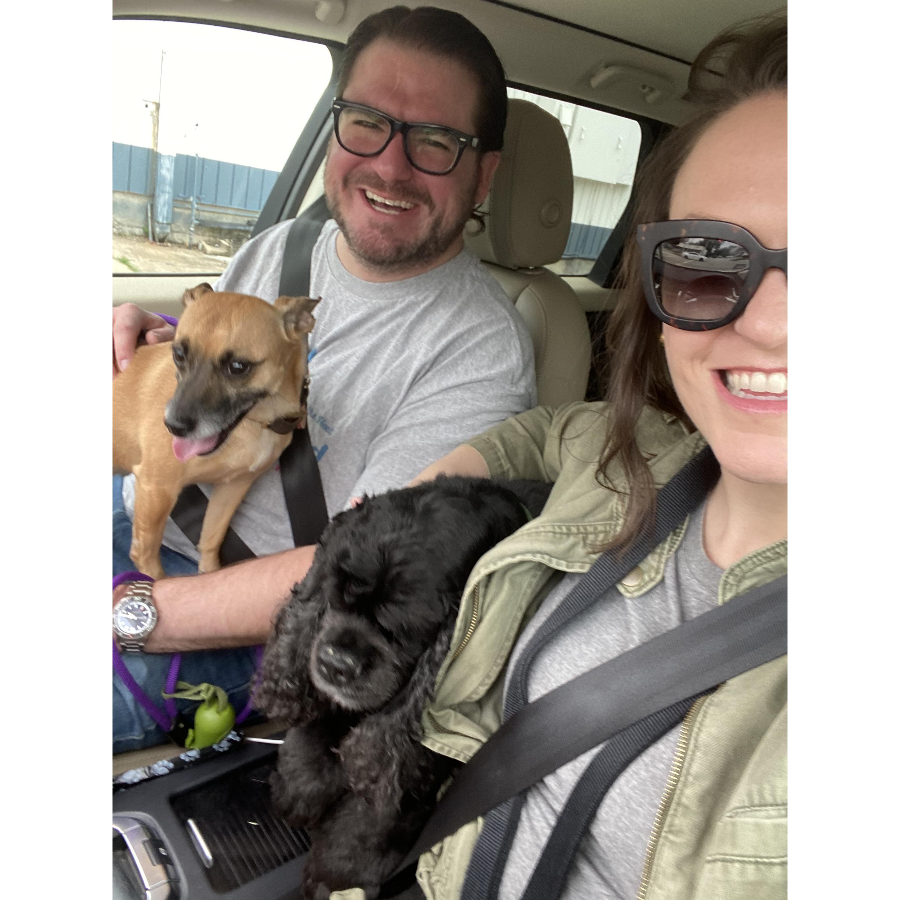 With our beloved dogs, Beezus and Clyde ❤️