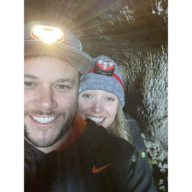 Exploring caves at Lassen National Park.