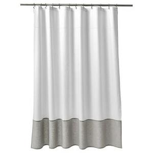 Oxford Stitch Shower Curtain White/Gray - Fieldcrest®
