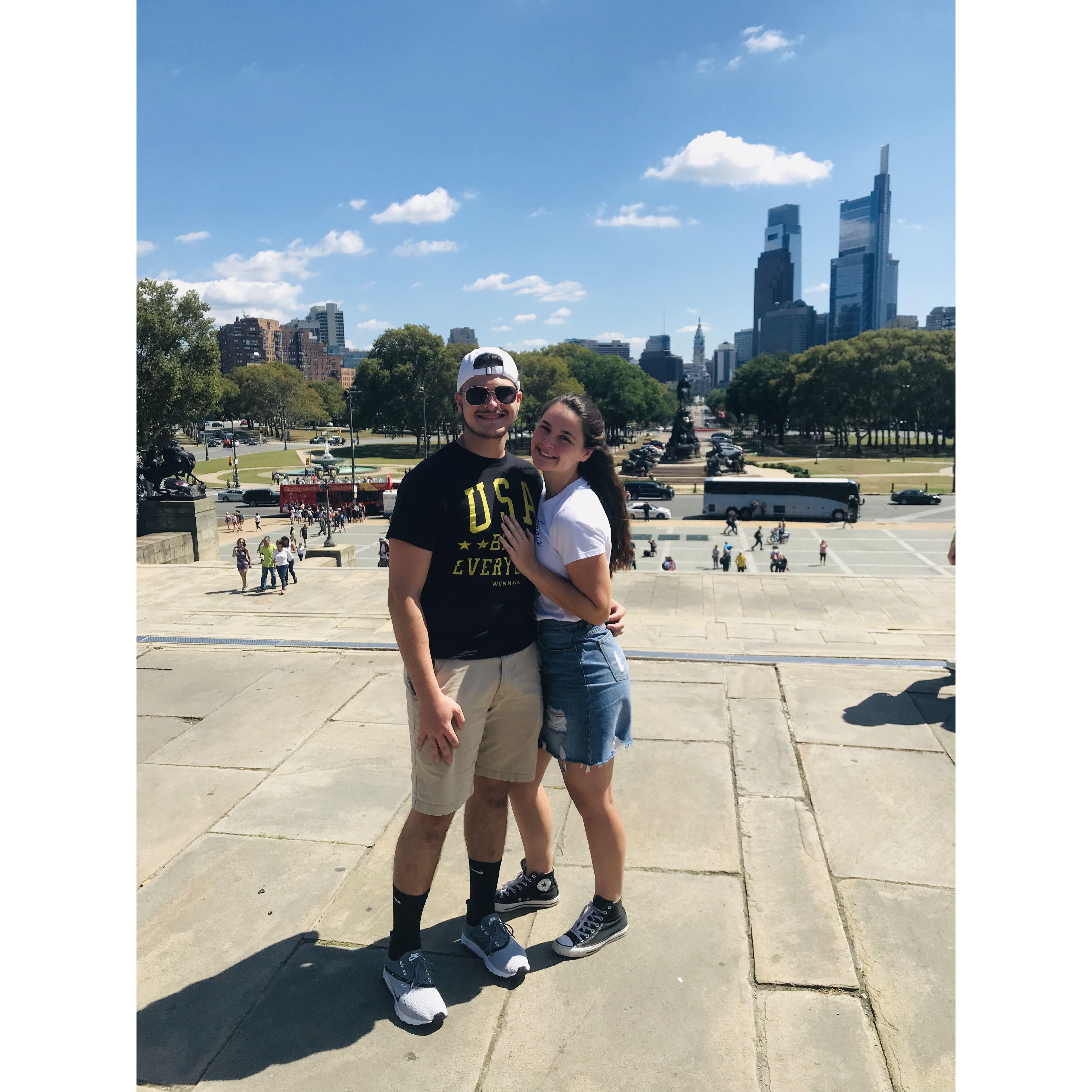 Ian's first visit to Philadelphia (we were hustled right after this picture was taken)