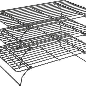 3 Tier Stackable Cooling Rack for Batch Cooling Cookie, Pizza, Cake-15.8”x 10”- Heavy Duty Cooling Racks for Cooking and Baking, Oven and Dishwasher Safe Baking Supplies-Black