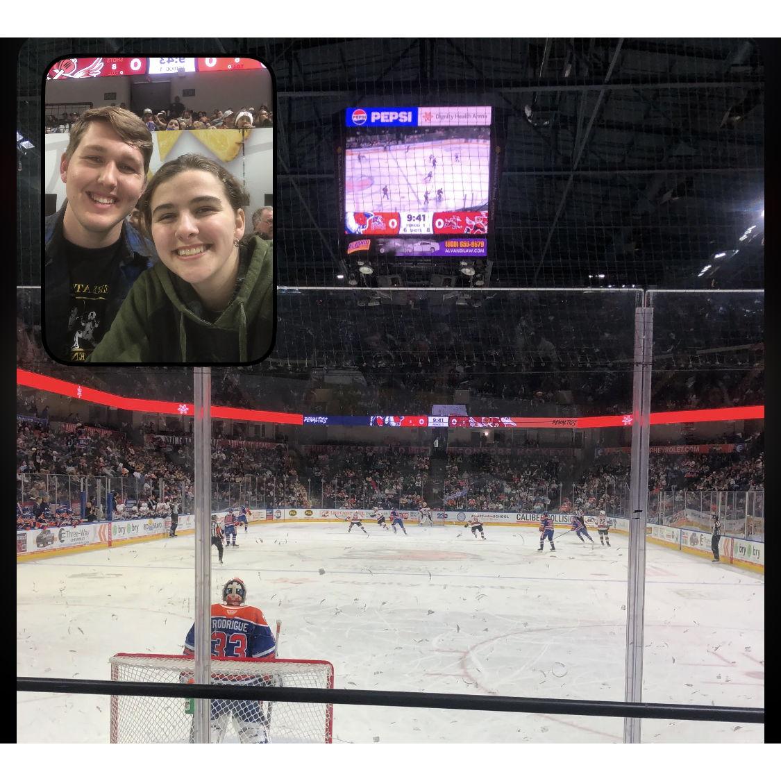 One year anniversary since we went out on our date. We went to a Condors ice hockey game with Redmond's work partners.