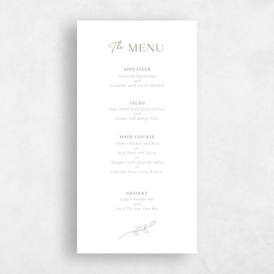 White Wedding Menu - Oakbrook