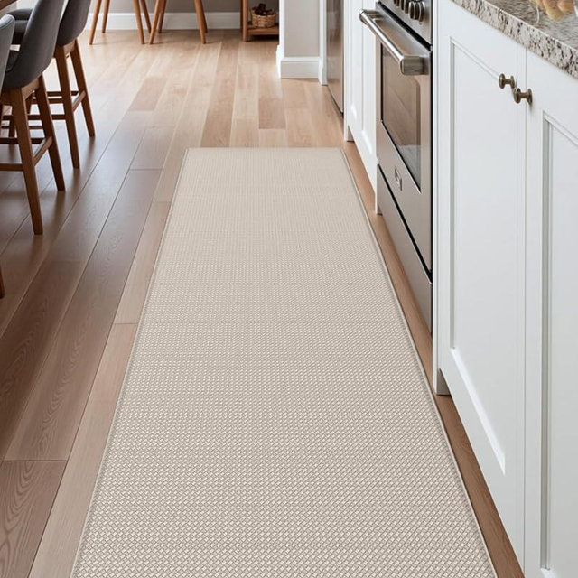 DEXI Kitchen Floor Mats Cushioned Anti Fatigue,17x59, Standing Runner Rug Waterproof, Comfort Memory Foam Padded for Front Sink Laundry, Beige
