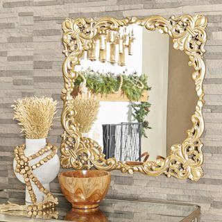 Floral Ornate Baroque Room Square Wall Mirror