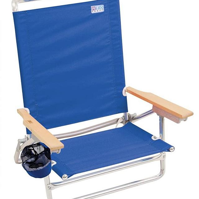 Rio Beach Classic 5 Position Lay Flat Folding Beach Chair - Pacific Blue