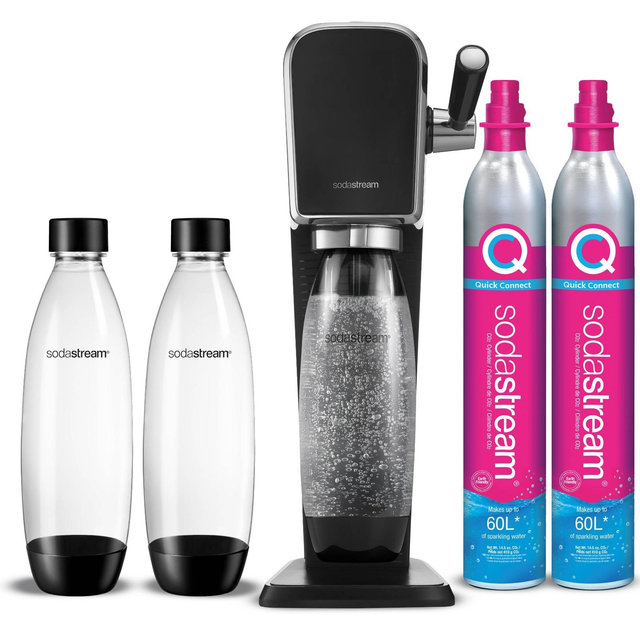 SodaStream Art Bundle with Extra Gas Cylinder and Carbonating Bottles Black