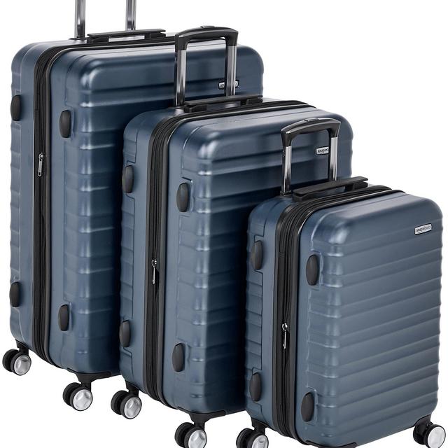 AmazonBasics Premium Hardside Spinner Luggage with Built-In TSA Lock - 3-Piece Set (20&quot;, 24&quot;, 28&quot;), Navy Blue