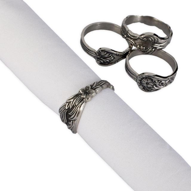DII Silver Spoon Napkin Rings (Set of 4)