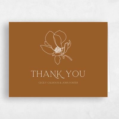 Dark Ochre, Orange Wedding Thank You - Alameda Bloom