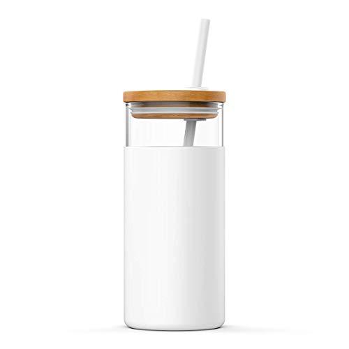 Tronco 20oz Glass Tumbler Straw Silicone Protective Sleeve Bamboo Lid - BPA Free
