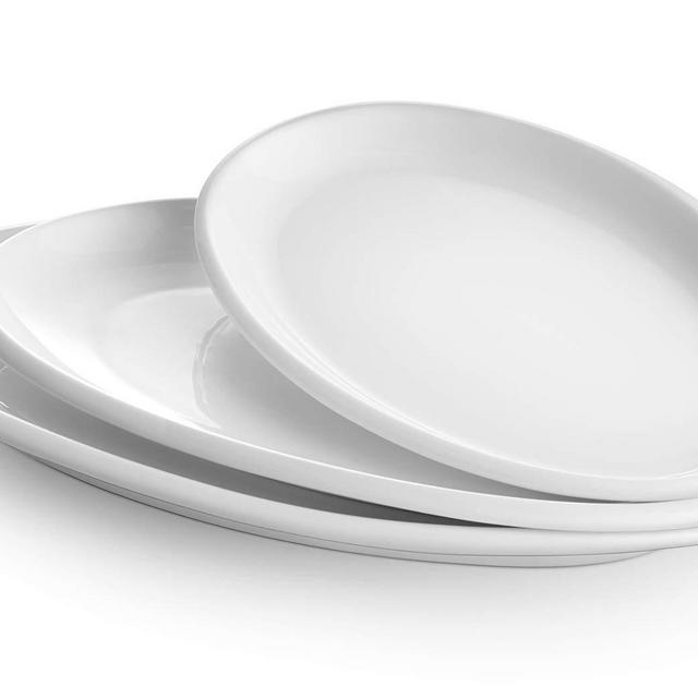 DOWAN Large Serving Platters, 16/14/12 Oval Serving Platters, Oven Safe, White Serving Plates, Porcelain Dinner Platters for Appetizers Meat Snacks, Serving Dishes for Father’s Day, Party, Set of 3
