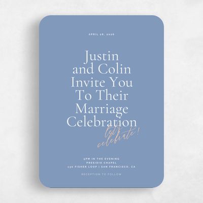 Blue Rounded Wedding Invitation - Violetta Portrait
