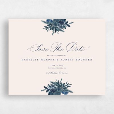 Dark Teal, Blue Wedding Save the Date - Chai Landscape