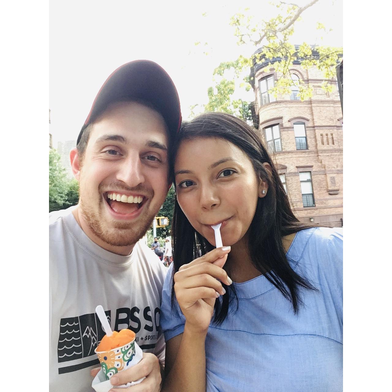 Eating some ice cream shortly after arriving in NYC.