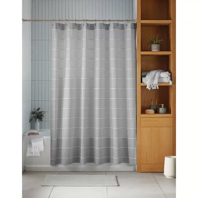 Haven™ 72-Inch x 86-Inch Pebble Stripe Organic Cotton Shower Curtain in Grey
