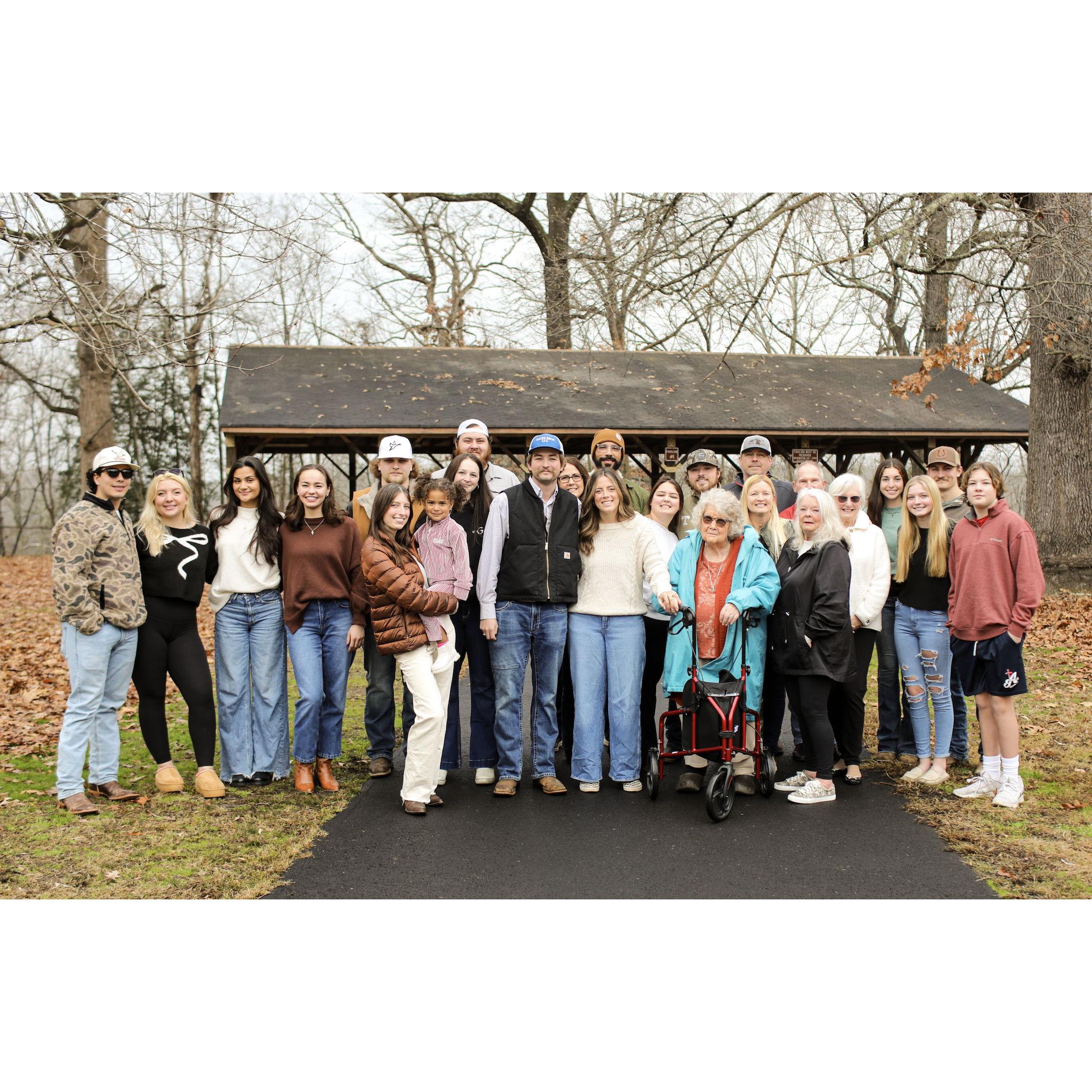 Surronded by family and friends at our engagment!