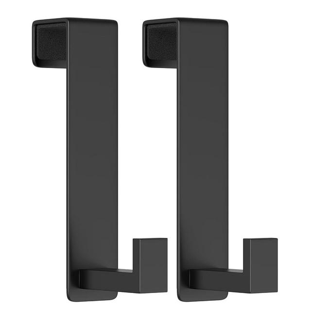 WUIVIUT 2 Pack Heavy Duty Single Over The Door Hooks L-Shaped Bedroom Door, Jacket Hanger Hook, 1.77 inch Wide Over The Door Hook, Strong Holder for Coats(L Shape 2 Pack, Fits 1-3/4'' Thick)