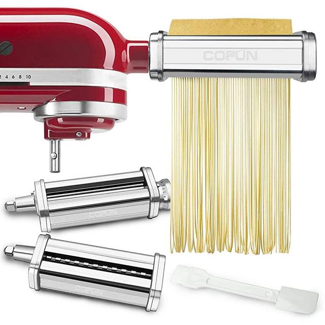 3 Pcs Pasta Sheet Roller Attachments Set for KitchenAid Stand Mixers, Stainless Steel Pasta Maker Accessories By COFUN