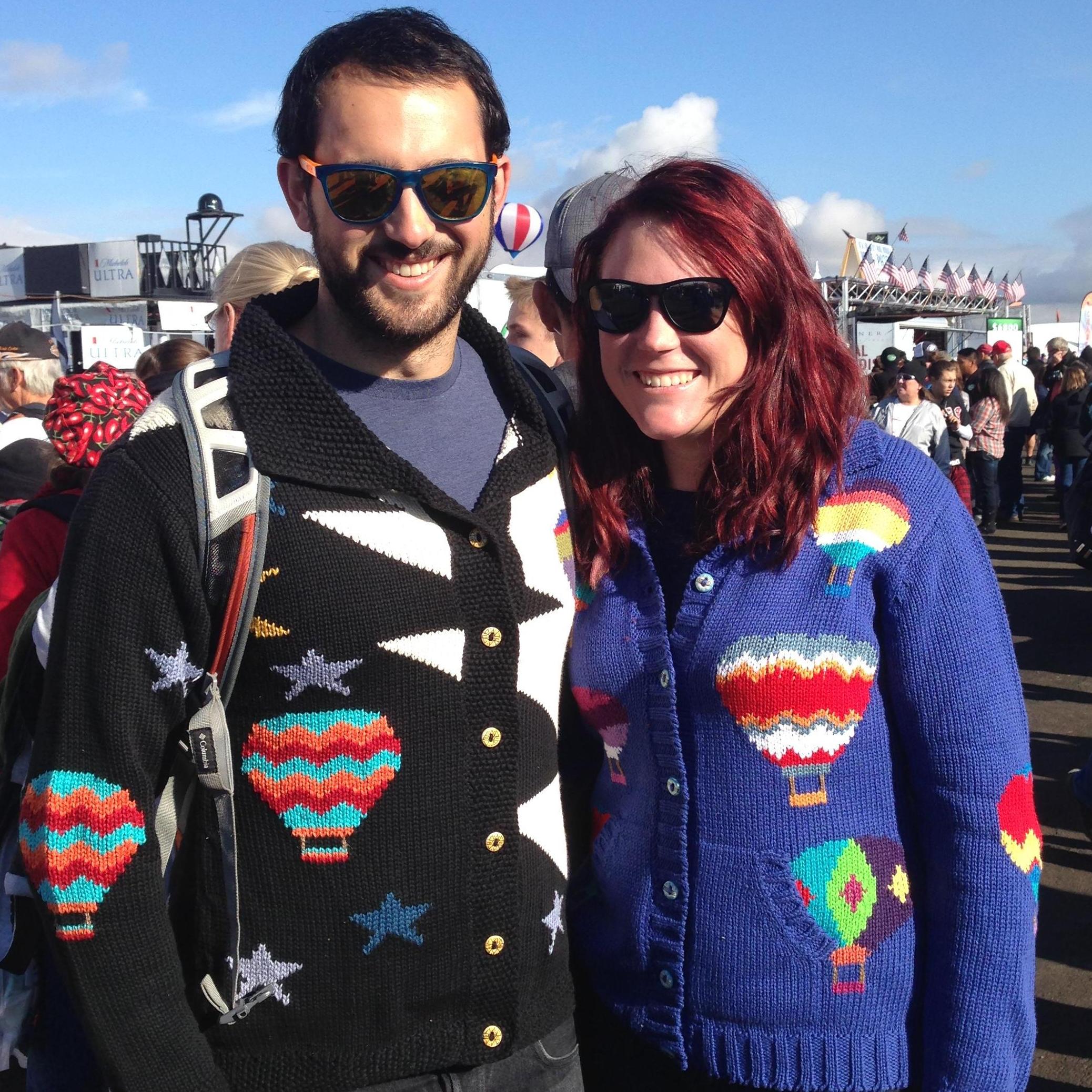 The adventures kept coming when Becca had to go to New Mexico, Jon flew out and we went to the Balloon Fest, that is a morning we will never forget.  (Jon wont forget we have these sweaters either)