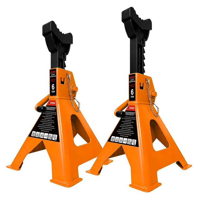 YATOINTO 6 Ton Jack Stands Heavy Duty 13,200 LBS Car Jack Stand for Trucks with Double Pin Locking & Extra Rubber Pads, 15.6"-23.4" Adjustable for Garage, Home, DIY, 1 Pair High Visibility Orange