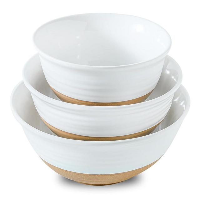 Tikooere Ceramic Mixing Bowls,Large Serving Bowls 2.1/1.5/1.0 Qt,Salad Bowls Set of 3 for Kitchen Space Saving Storage,Nesting Bowls for Cooking,Popcorn,Soup,Fruit, Microwave & Dishwasher Safe,White