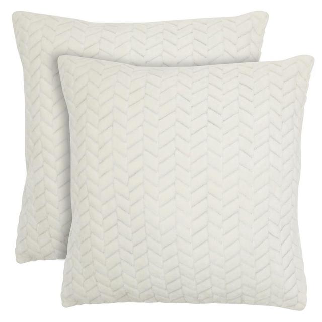Farmlyn Creek 2 Pack Decorative Zipped Beige Faux Fur Throw Pillow Covers for Couch Sofa, 20x20 In