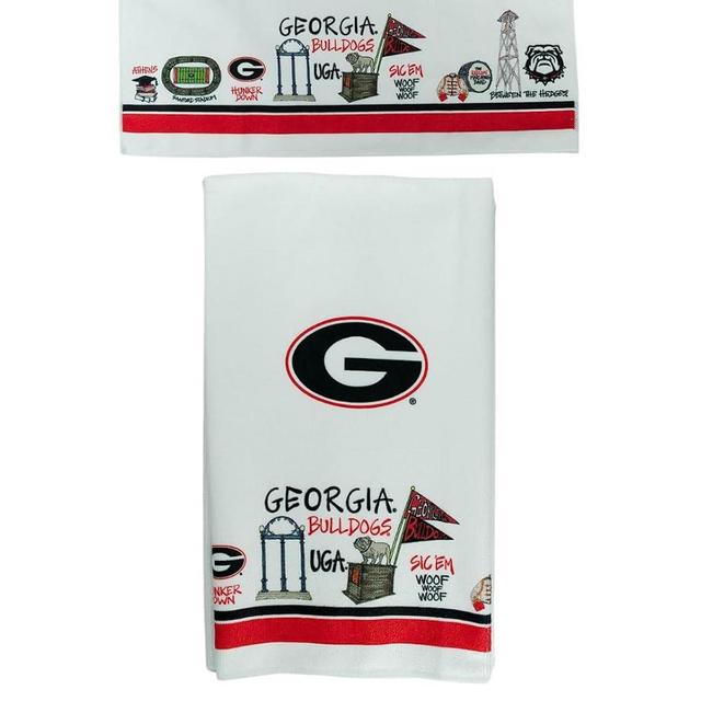 Magnolia Lane University of Georgia SEC Kitchen Hand Towel UGA Campus Icons- Reusable Cleaning Cloth- Microfiber Texture, Super Absorbent- Ideal for Student, Alumni, Housewarming