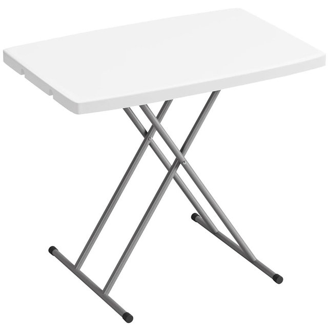 BestOffice 30 Inch Picnic Table, Utility Foldable Tray Table for Small Spaces, Small Desk Adjustable Height for Party Event, Camping, White