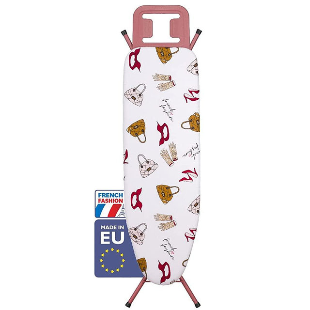 Bartnelli Ironing Board Made in Europe | Iron Board with 4 Layered Cover & Pad, Height Adjustable up to 36" Features A Safety Iron Rest, 4 Steel Rose Legs, for Home Laundry Room or Dorm Use (43x14)