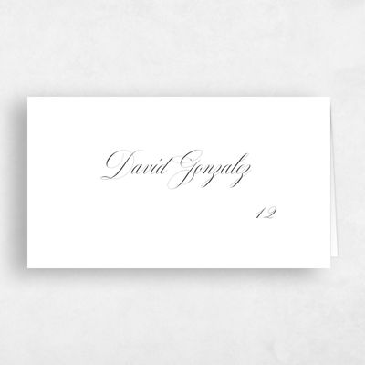 White Typography Wedding Place Card - Jade