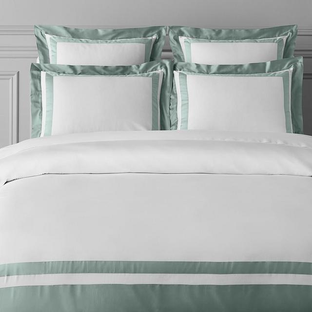 Italian Two Tone Border Sham, Euro, Seafoam