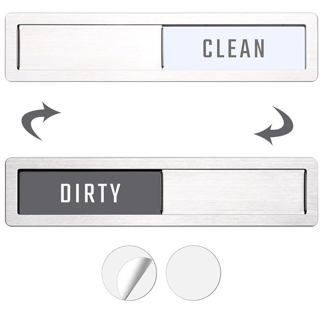 TOEKSIX Dishwasher Magnet Clean Dirty Sign,Premium Stainless Steel Clean Dirty Magnet for Dishwasher,Slide Non-Scratching Strong Magnet Sign for Dishwasher/Washing Machine/Microwave