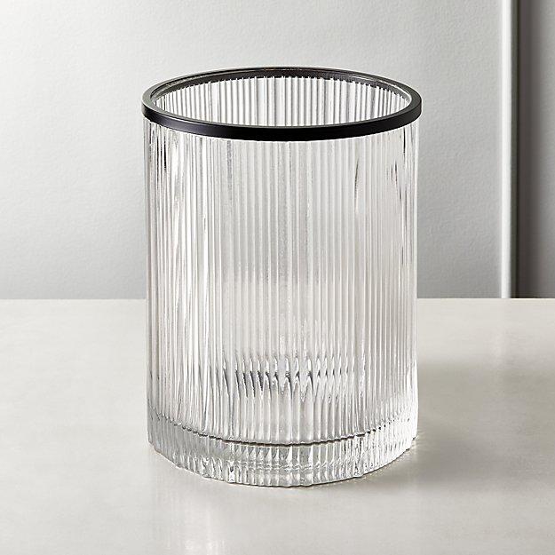 Athena Ribbed Glass Round Wastecan