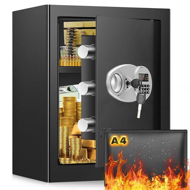 1.8 cu ft Large Home Safe Fireproof Waterproof Set, Anti-Theft Home Safe with LCD Electronic Lock & 2 Backup Keys, Digital Security Fireproof Safe for Home Money Firearm Documents Medicines