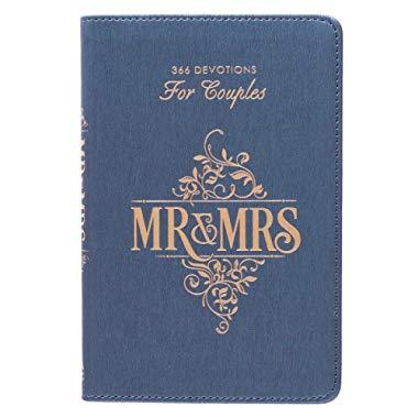 Mr. & Mrs. 366 Devotions for Couples | Enrich Your Marriage and Relationship | Blue Faux Leather Flexcover Devotional Gift Book w/ Ribbon Marker