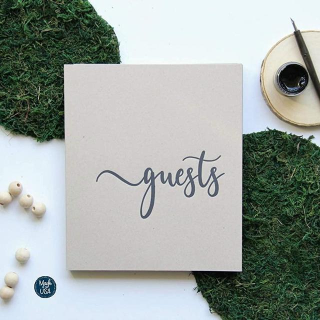 Rustic Wedding Guest Book for Rustic Wedding Decor. Flat-Lay, 130 pgs 8x7 Softcover. Wedding Guestbook with Blank Pages, Rustic Guest Book for Wedding(Sand)