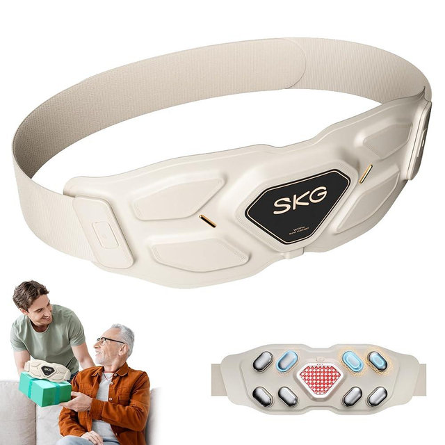 SKG Lower Back Massager Gifts for Men Women for Pain Relief, Adjustable Cordless Heating Pad Infrared Vibrating Back Massager Waist Lumbar Belt W9 PRO