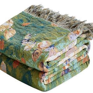 Throw Blanket for Bed Cotton Spring Blankets Twin Size for Bedroom Living Room All Season Lightweight Floral Embroidery Reversible Quilt for Couch Sofa Chair 60"x80" Home Decor