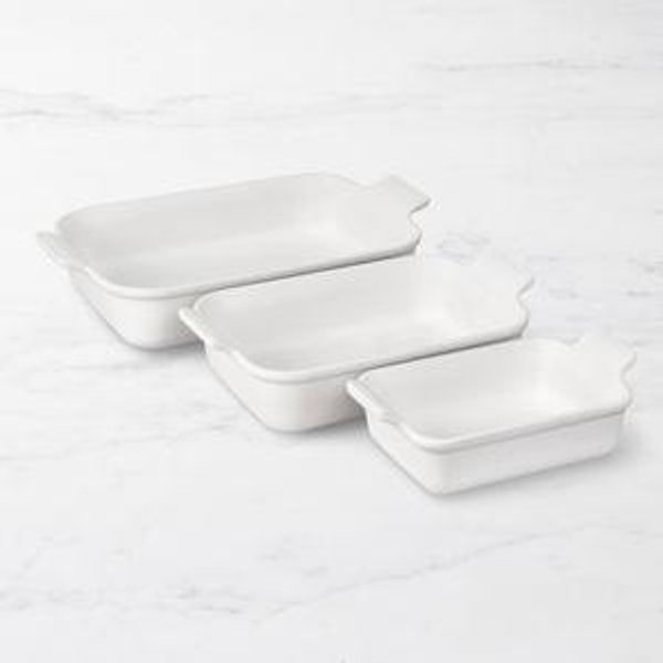 *White Color* Le Creuset Heritage Open Rectangular Dishes, Set of 3